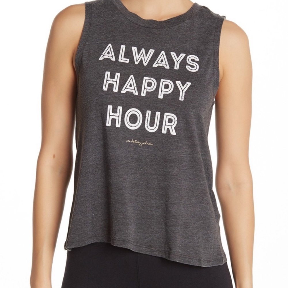 Betsey Johnson Performance Happy Hour Grey Tank / S / Reflective Detailing